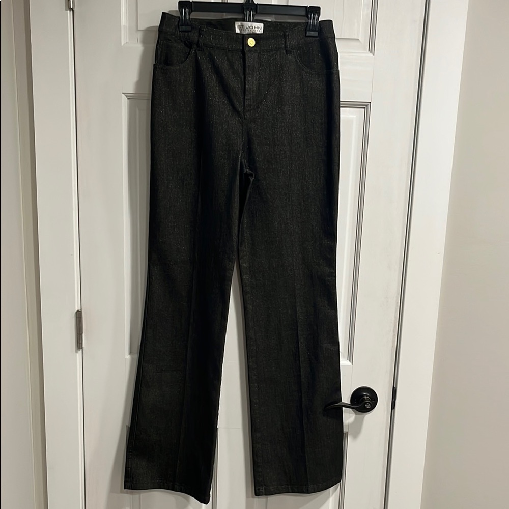 St. John Collection Black Denim with Gold Fleck Detail Size 6